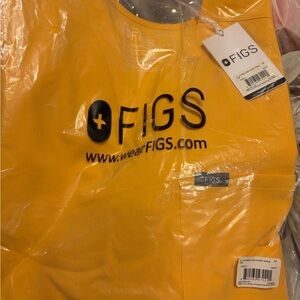 Figs Yellow Catarina Scrub Top and Zamora high waist jogger pants